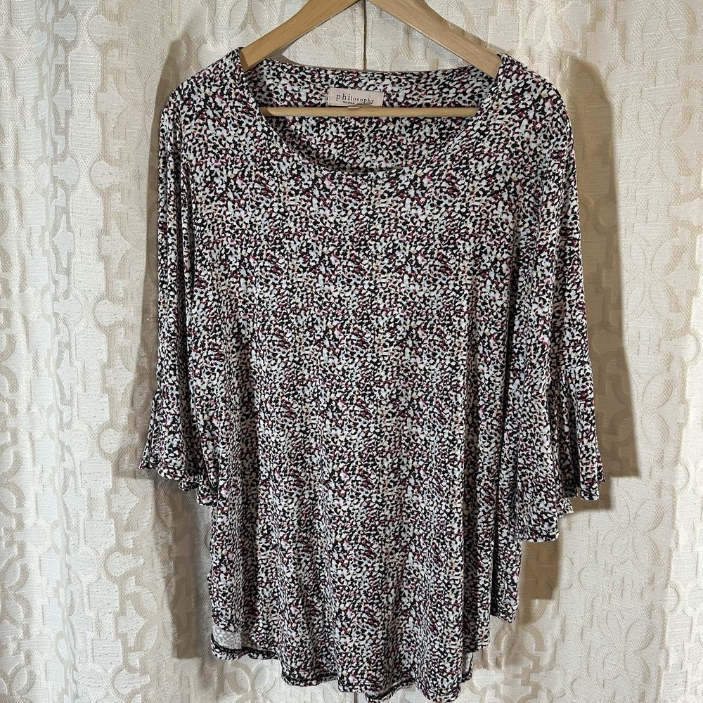 Philosophy Plus 1X Floral Knit Tunic Top Shirt Tee Blouse โ Black Multicolor